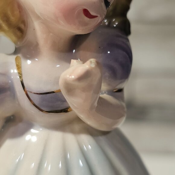 Vintage Josef Originals Tina First Love Series Girl Figurine *Chipped* Purple - Picture 3 of 9